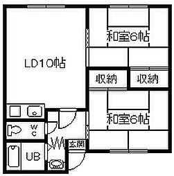 ハイツドミール 2DKの間取図画像