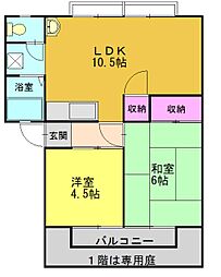 アーバンハイツ梶原C棟 2LDKの間取図画像