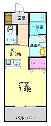 パストラルゆとり 1Kの間取図画像