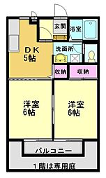 アーク・サキノミヤA 2DKの間取図画像