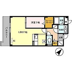 ヴァンエステート北在家 1LDKの間取図画像