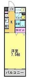 ソフィア21新在家 1Kの間取図画像