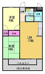 プラザ・伊保 2LDKの間取図画像