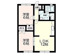 クラムプレイスA 2LDKの間取図画像