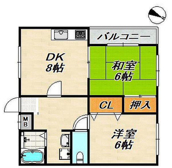 メープルハイツ ｜兵庫県神戸市長田区上池田５丁目(賃貸マンション2DK・3階・48.60㎡)の写真 その2