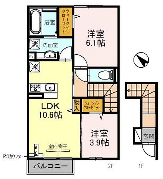 ソレアードF棟 ｜兵庫県神戸市北区北五葉６丁目(賃貸アパート2LDK・2階・55.00㎡)の写真 その1