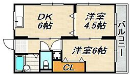 グレイスハイツ大田町 2DKの間取図画像