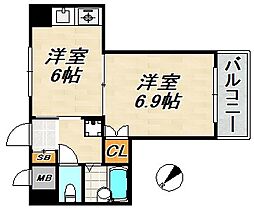 フォールヴィラ板宿 1DKの間取図画像