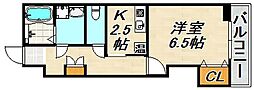 アグローリ駒ヶ林 1Kの間取図画像