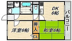 メゾン・ド・ルミエール妙法寺 2DKの間取図画像