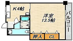 白川台ハイツ 1Kの間取図画像