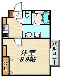 エヌエム・サンカンテキャトフ・A 1Kの間取図画像