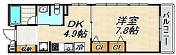 ワコーレヴィータ月見山 1DKの間取図画像