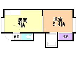 エスポワールB 1LDKの間取図画像