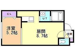 リージェントＳ札幌 3階1LDKの間取り