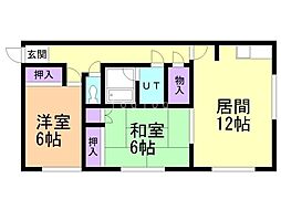 第5コーポ春 2LDKの間取図画像
