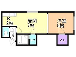 シャネル栄町弐番館 1LDKの間取図画像