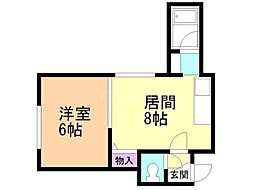メープルN21 1LDKの間取図画像