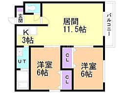 エストパトリア 2LDKの間取図画像