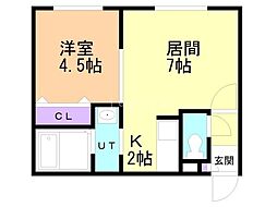 ピースハーモニー北28条 1LDKの間取図画像