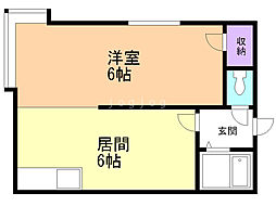 パレロワイヤルN7 1DKの間取図画像