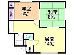 ホクエイ.2 2LDKの間取図画像
