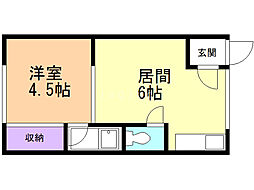 コーポ25 1DKの間取図画像