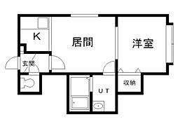 MKコート元町 1LDKの間取図画像
