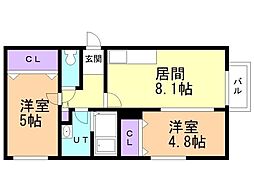 メゾンド桜 2LDKの間取図画像