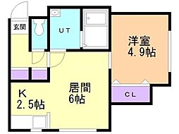 プレシャスハイムN19 1LDKの間取図画像