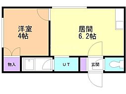 J・Pコート光星2 1DKの間取図画像