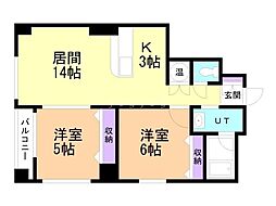 Breeze元町 2LDKの間取図画像