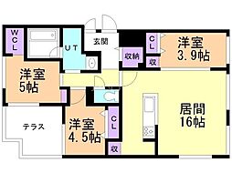 仮)ラ・シュエット元町 3LDKの間取図画像