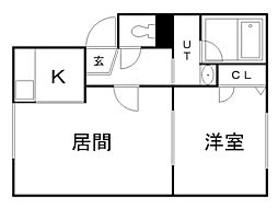 グランリーベ元町 1LDKの間取図画像