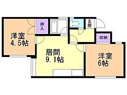 ビッグバーンズマンション伏古1 2LDKの間取図画像