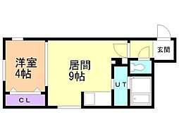 MaisonKamuyParkFront 1LDKの間取図画像