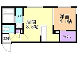 札幌市東区北二十三条東16丁目マンション 1LDKの間取図画像