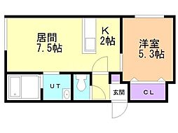 ポラリス環状通東 1LDKの間取図画像