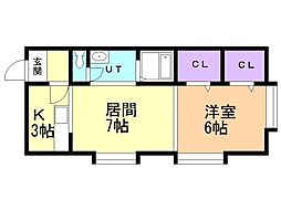 プラザN12 1LDKの間取図画像