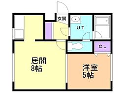 ガーデンコート壱番館 1LDKの間取図画像