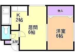サーティーンハイツ 1LDKの間取図画像
