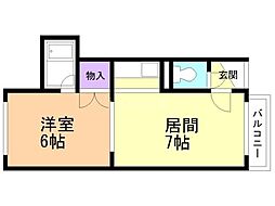 エミネンスN-40 1DKの間取図画像