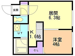 ガレリアN13 1DKの間取図画像