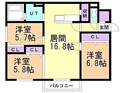Central・Village 3LDKの間取図画像