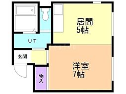 エンドレス三井 1DKの間取図画像