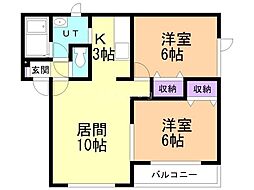 リビング17 2LDKの間取図画像