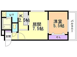 タカライーストプレイス 1LDKの間取図画像
