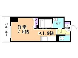 アルファスクエア北15条 1Kの間取図画像