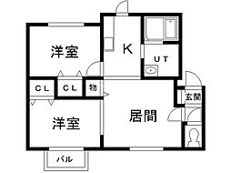 リベルテ 2LDKの間取図画像