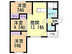 メゾンクー・ドゥ・クール6 3LDKの間取図画像